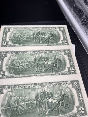 4 Note Souvenir Sheet 2003 US $2 Two Dollar FRN Federal Reserve Notes in Book #B
