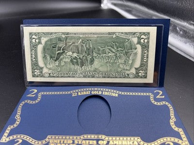 2003 $2 FRN Two Dollar Bill Federal Reserve Note Enhanced Golden CH UNC #028