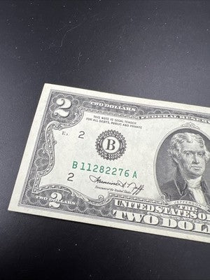 1976 $2 Two Dollar Bicentennial Bill Brookyln NY Postmarked (no Stamp) UNC #276