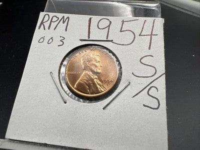 1954 S S/S RPM 003 1c Lincoln Wheat Cent Coin CH BU UNC