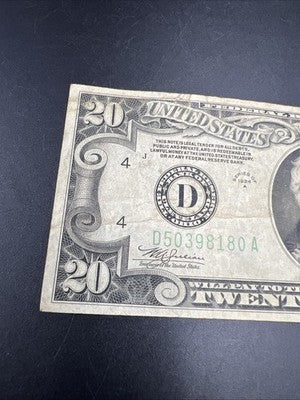 1934 A $20 FRN Federal Reserve Note Cleveland District VG Very Good Circ