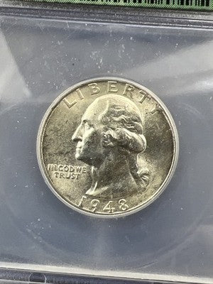 1948 P 25C Washington Quarter Silver Coin MS67 ICG #107 Some Toning