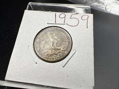 1959 25c Washington 90% Silver Coin Neat Toning Reverse BU UNC