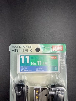 HD-11FLK Max Flat Clinch Stapler for 2x2 Coin Flips Stapler Black Hand Size New