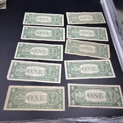 Lot of 10 1957 1935 $1 One Dollar Silver Certificates VG + Circulated #364