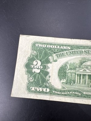 1928 G $2 USN Red Seal Legal Tender Note CH Fine / VF Cric #851