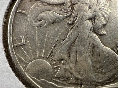 1942 50c Walking Liberty Silver Half Dollar Coin OBV Lamination VF Circ