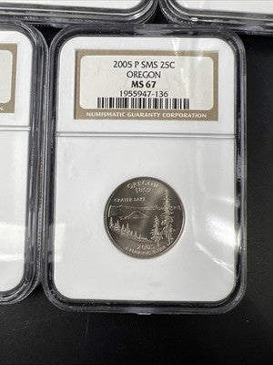 2005 P Complete 5 Coin State Quarter Set NGC MS67 SMS