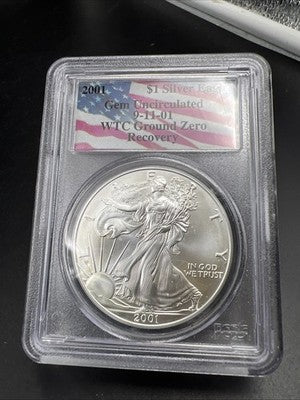 World Trade Center Recovery 2001 1 OZ ASE Ground Zero Silver Eagle PCGS Gem SK#C