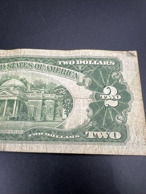 1928 D $2 USN United States Note Red Seal Bill G / VG Circ #167