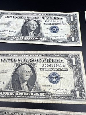Lot of 10 1957 / 1935 $1 One Dollar Silver Certificate Blue Seal Notes VG + #783