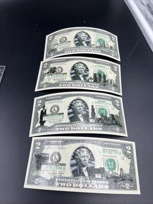 Lot of 4 2003 A $2 FRN US State Colorized Bills Michigan Illinois North Dakota +