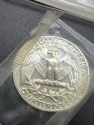 1964 P 25c Washington 90% Silver Quarter Coin Gem Proof Cameo in Mint Cello