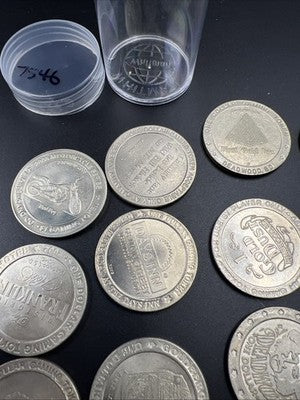 Lot of 20 $1 Casino Dollar Gaming Tokens Metal Circulated Conditions SKU#7546