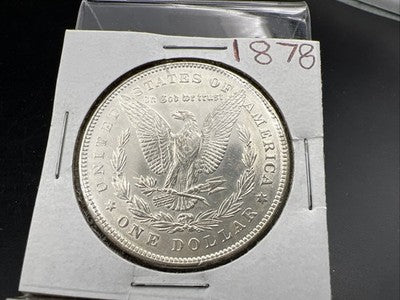 1878 $1 Morgan Silver Dollar Coin Reverse 78' 7 TF Choice AU About UNC