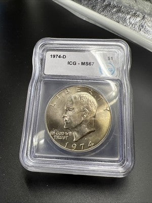1974 D $1 Ike Eisenhower Clad Copper Nickel Dollar Coin ICG MS67 #06