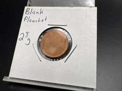 2.5 Gram Copper Plated Zinc US Lincoln Small Cent Blank Planchet Error UNC #A1
