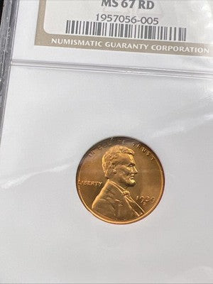 1939 S 1c Lincoln Wheat Cent Penny Coin NGC MS67 RD #005
