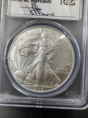 2013 1 Oz American Silver Eagle Coin PCGS MS69 Mercanti Signature Label #849
