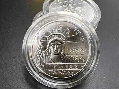 1986 France Piedfort 100 Francs Silver Statue of Liberty Coin
