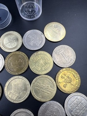 Lot of 20 $1 Casino Dollar Gaming Tokens Metal Circulated Conditions SKU#7542