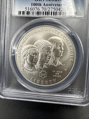 2013 W Girl Scouts Commemorative Silver Dollar Coin PCGS MS70 Gem BU