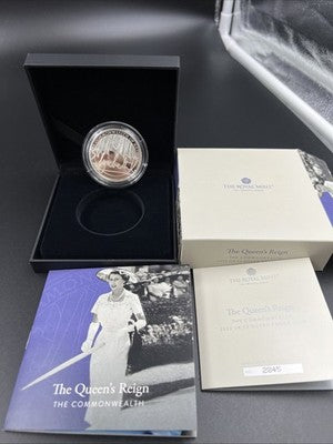 2022 United Kingdom Queen Elizabeth's Reign Proof 5 Pounds Silver Coin w Box COA