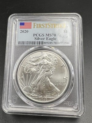 2020 1 Oz ASE American Silver Eagle Coin PCGS MS70 First Strike #586