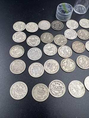 50 Coin Barber 90% Silver Dime Roll Full Rim Good Circ Conditions SK#g