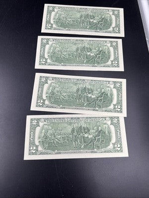 Lot of 4 2017 A $2 FRN Federal Reserve Notes UNC Uncirculated #448