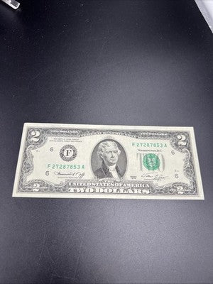 1976 $2 Two Dollar Bicentennial FRN Federal Reserve Note CH AU #53