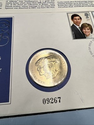 1981 Royal Wedding Commemorative Crown Prince Of Wales Lady Diana w/ FDOI Stamp