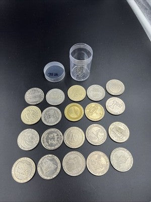 Lot of 20 $1 Casino Dollar Gaming Tokens Metal Circulated Conditions SKU#7536