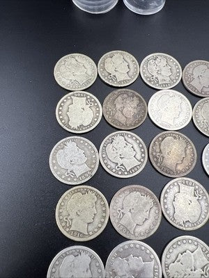 Barber Quarters 90% Silver Coin Quarter Roll $10 Face Value 40 Coins VG/G SKU#3A