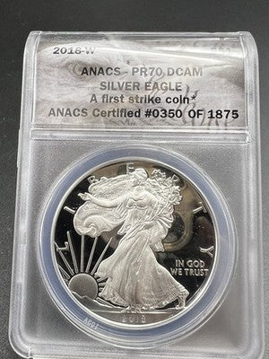 2018 W 1 Oz Proof American Silver Eagle PR70 DCAM ANACS #875