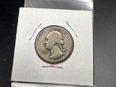 1941 25c Washington Silver Quarter Coin DDR Double Die Reverse AG #A
