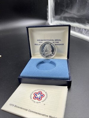 US 1776 - 1976 Bicentennial Thomas Jefferson Sterling Silver Medal w/ Box COA