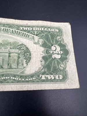 1928 G $2 Two Dollar Legal Tender United States Red Seal Note G / VG Circ #6688