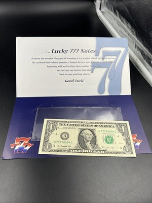 2013 $1 FRN Federal Reserve Note Lucky Serial Number 77776994 CH UNC