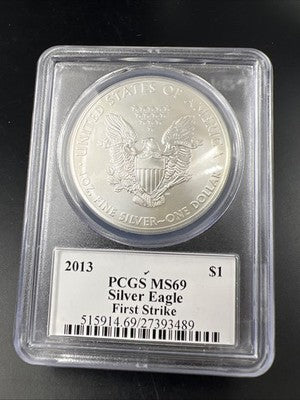 2013 1 Oz American Silver Eagle Coin PCGS MS69 Mercanti Signature Label #849