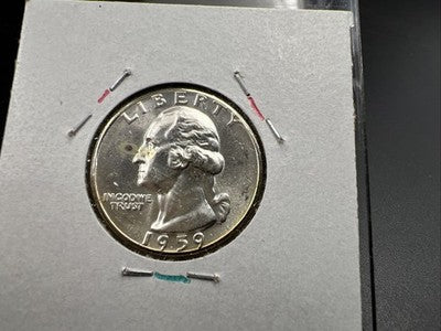 1959 25c Washington 90% Silver Coin Neat Toning Reverse BU UNC