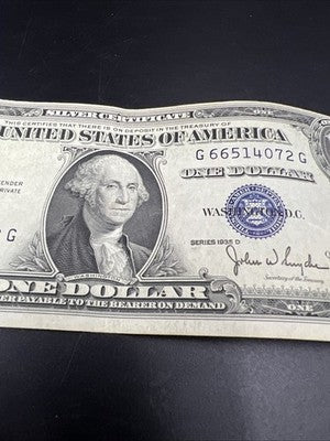 1935 D $1 Narrow Margin One Dollar Silver Certificate VF Very Fine #72
