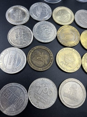 Lot of 20 $1 Casino Dollar Gaming Tokens Metal Circulated Conditions SKU#7542