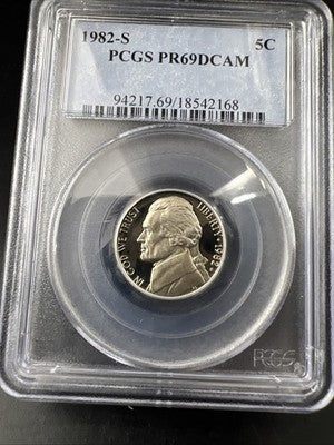 1982 S 5c Jefferson Proof Nickel Coin PR69 DCAM PCGS #68