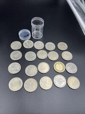 Lot of 20 $1 Casino Dollar Gaming Tokens Metal Circulated Conditions SKU#7520