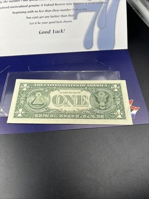 2013 $1 FRN Federal Reserve Note Lucky Serial Number 77776994 CH UNC