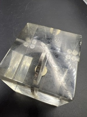 Coin Cube 1967 New Zealand CU-NI Dollar Coin Gem BU In Clear Plastic Paperweight