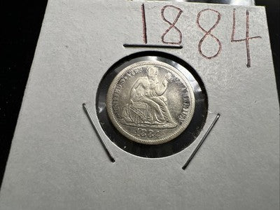 1884 10c Seated Liberty Silver Dime VF Details Polished Shiny Nice Look