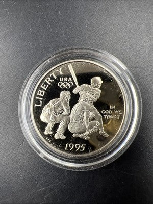 1995 Atlanta Olympics Baseball 50c Commemorative Copper Nickel Half Dollar Proof