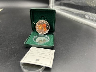 2001 Colorized 1 Oz Silver Maple Leaf .9999 Ultra Fine CH UNC w/ Box COA